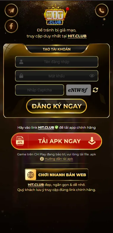 Trình duyệt Android hiển thị quá trình tải file APK Hitclub